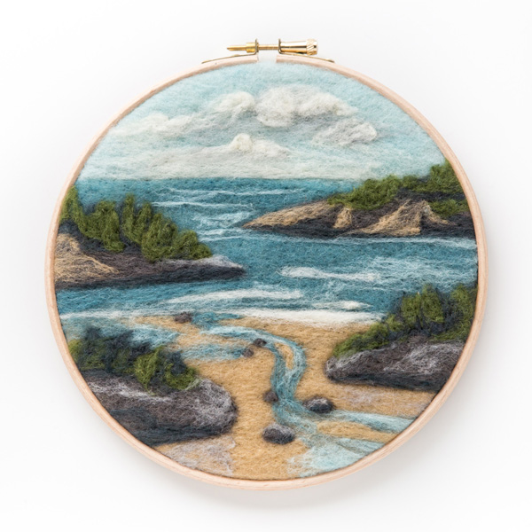 Needle Felted Landscape Painting: Coastal Waters